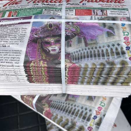 stack of bundled newspapers