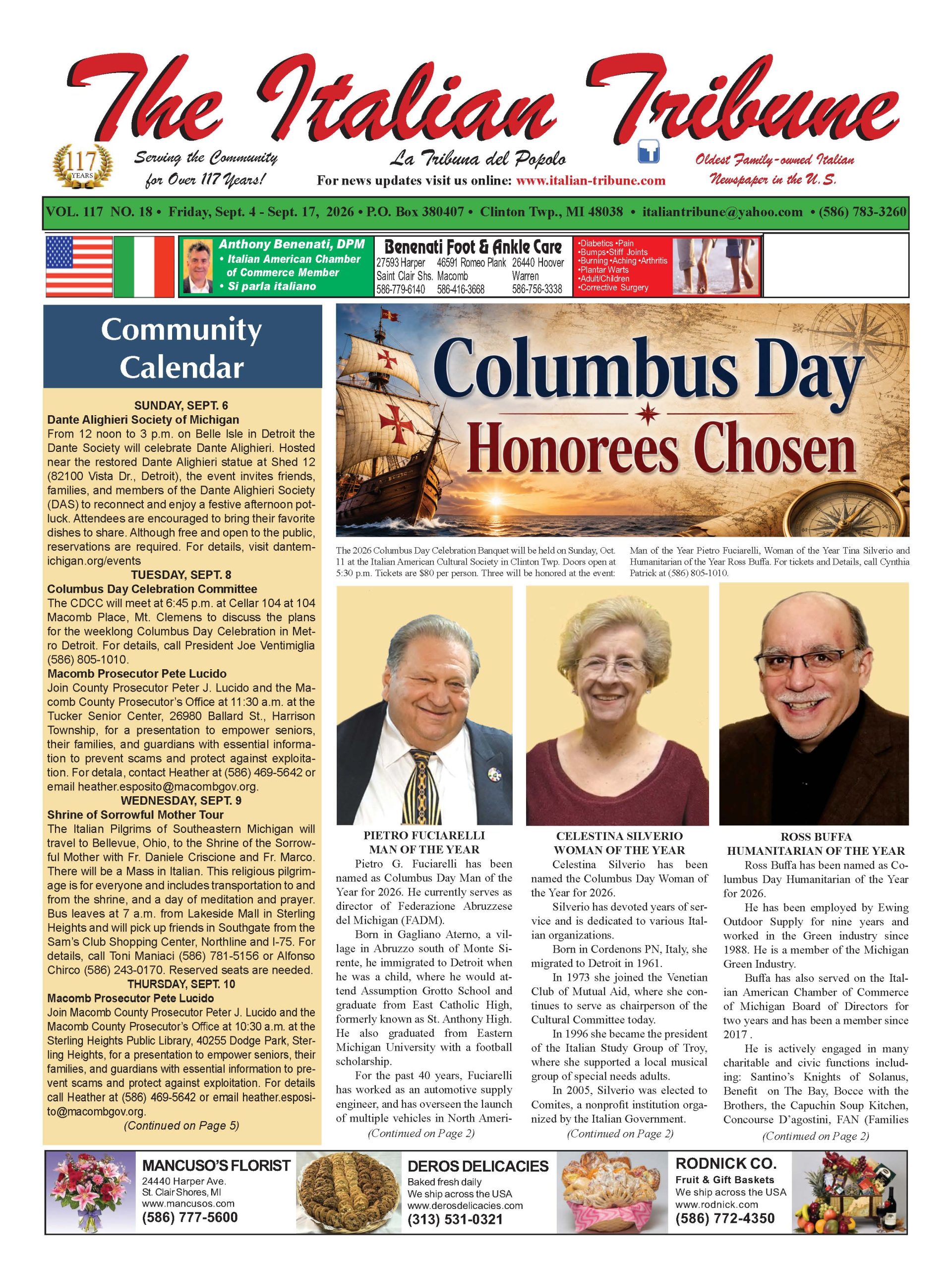 Columbus Day Honorees Selected