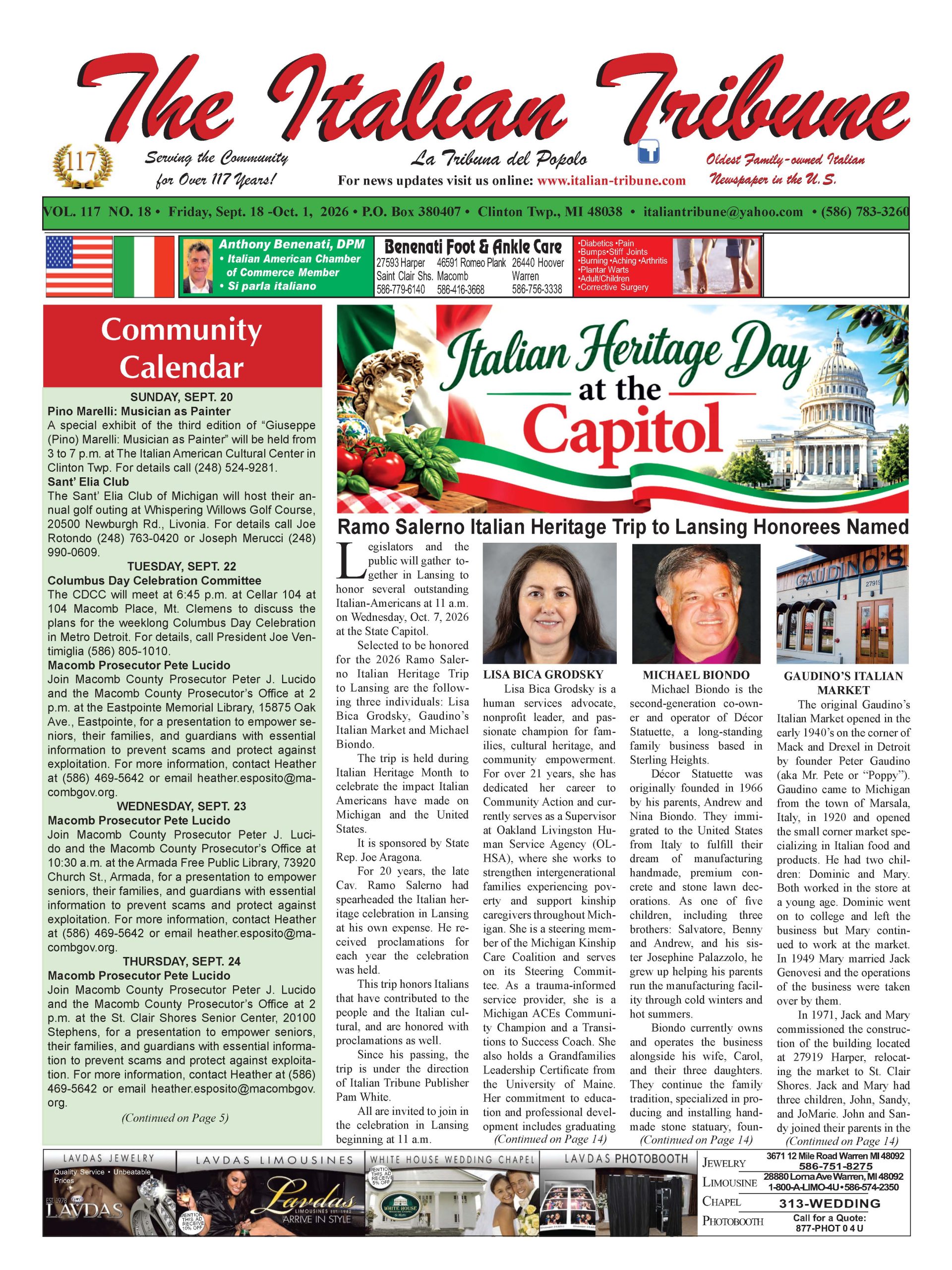 2026 Ramo Salerno Italian Heritage Trip to Lansing Honorees Selected